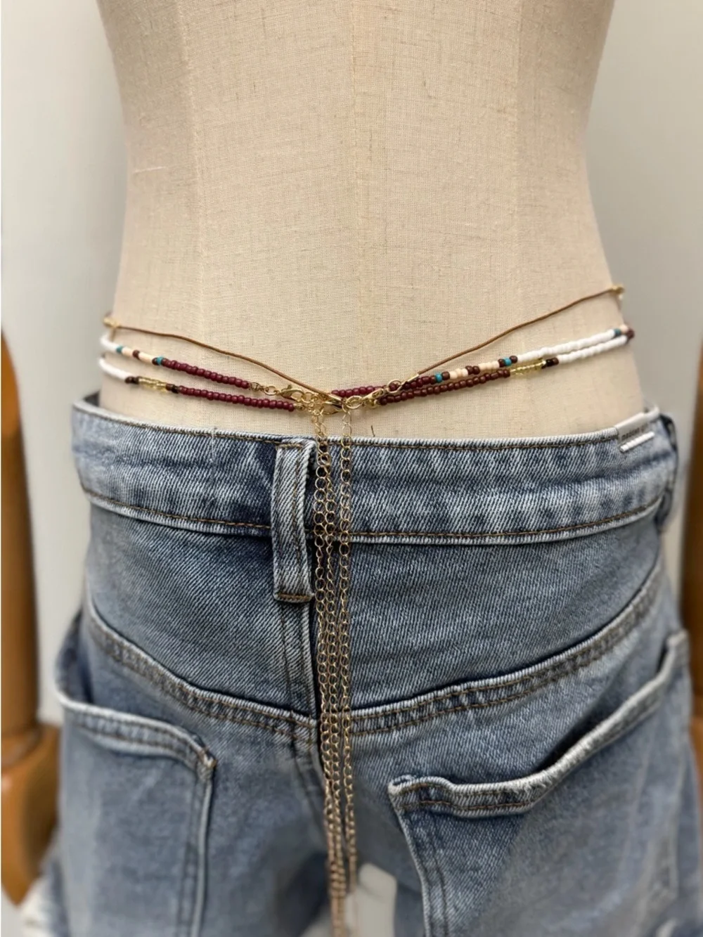 Layered Waist Chains Set Women Boho Beaded Belly Chains Gold Disc Minimal